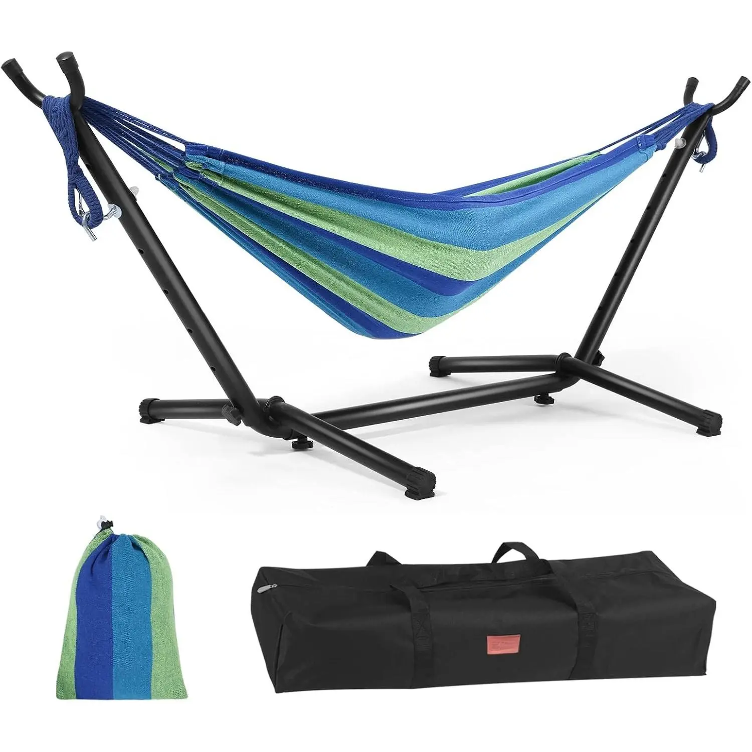 Hammock with Stand,Childs Hammocks Frame Holder Base with Portable Carrying Bag for Indoor,Outdoor,Patio,Yard,Beach (Blue Stripe)