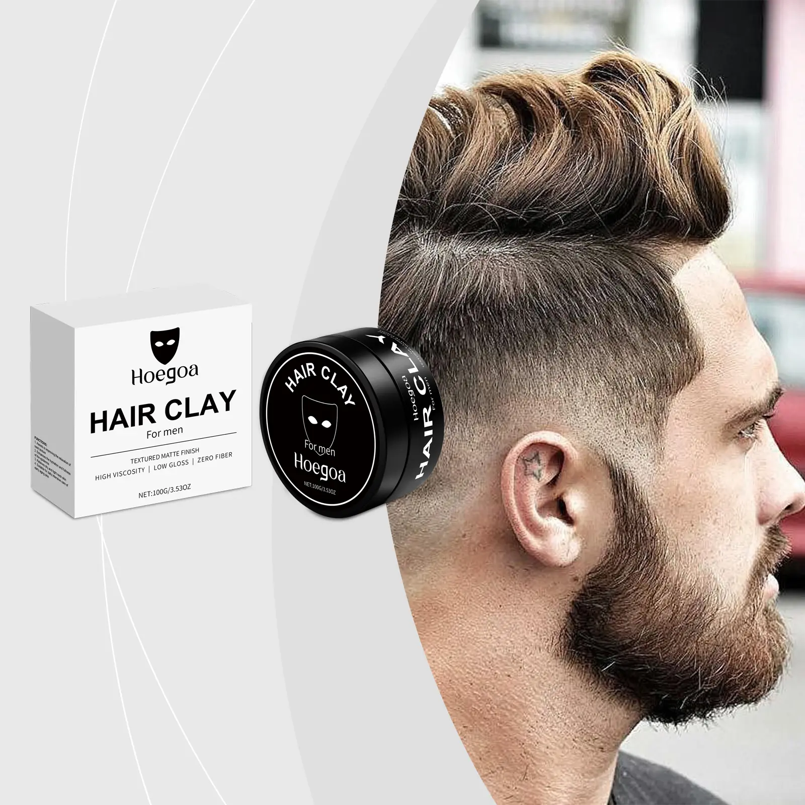 Hoegoa Men's Hair Setting Paste - Haircare Product for Natural Hair with Fluffy Texture, Smooth Finish, Long-Lasting Hold and Matte Look