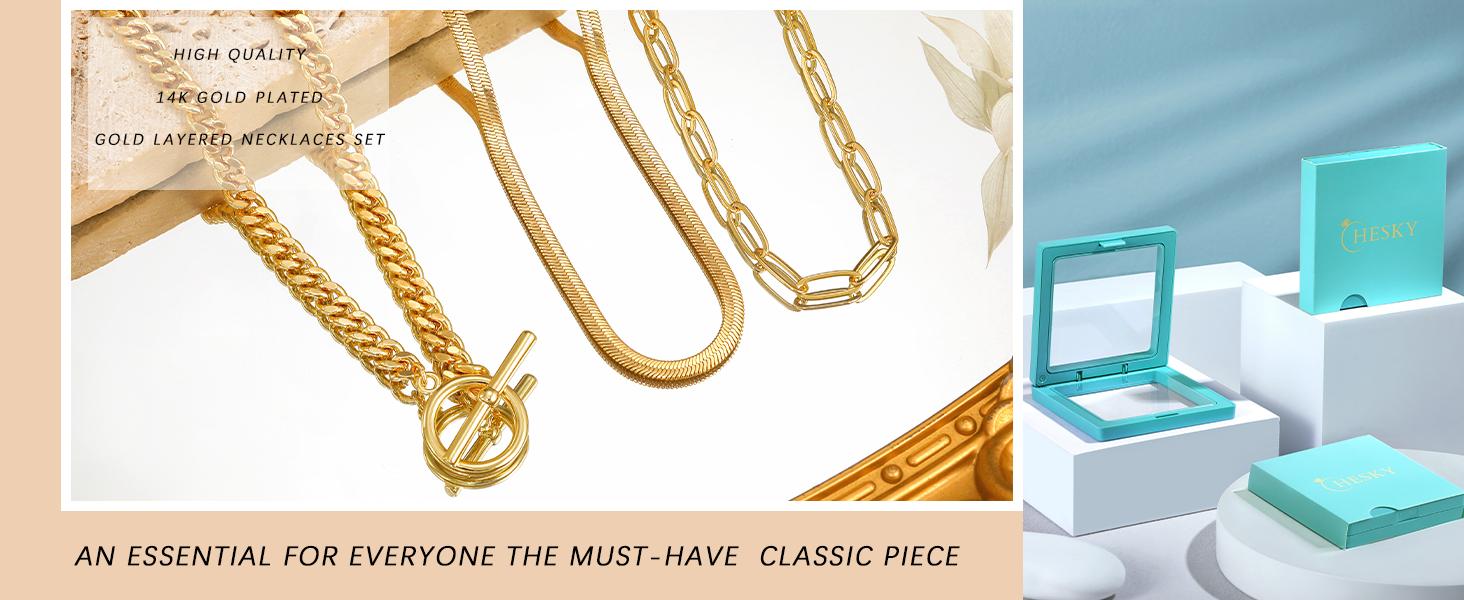 Layered Toggle Necklaces for Women: Dainty Link Chain Necklaces Paperclip Cuban Rope Adjustable Choker T-Bar Toggle Clasp Chunky Necklace For Valentine's Day gifts Trendy Jewelry