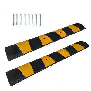 Heavy Duty 6FT Rubber Speed Bump – 72 Inch 2-Channel Ramp – 22,000 LBS Capacity – 8 Mounting Bolts – Ideal for Parking Lots, Roads, Driveways, Schools, Warehouses, Hotels