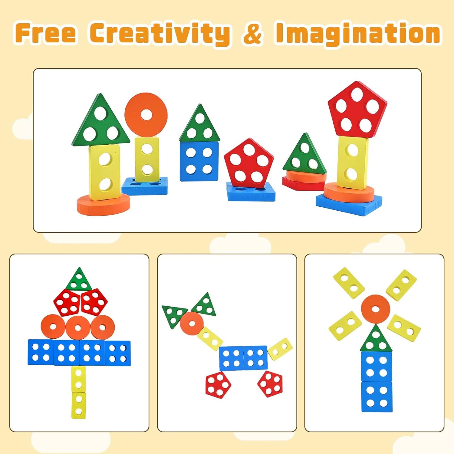 Montessori Toys for Boys & Girls, Birthday Gifts, Wooden Sensory Toys, Unisex Learning Activity Puzzles for Kids