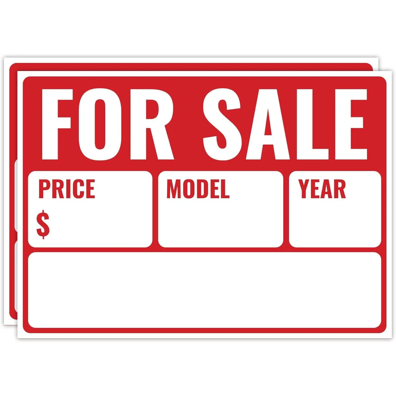 Women's 2PC 14x10in Polystyrene For Sale Sign - 20mil Plastic Sign for Vehicle Use, Window, Boat, Window Display