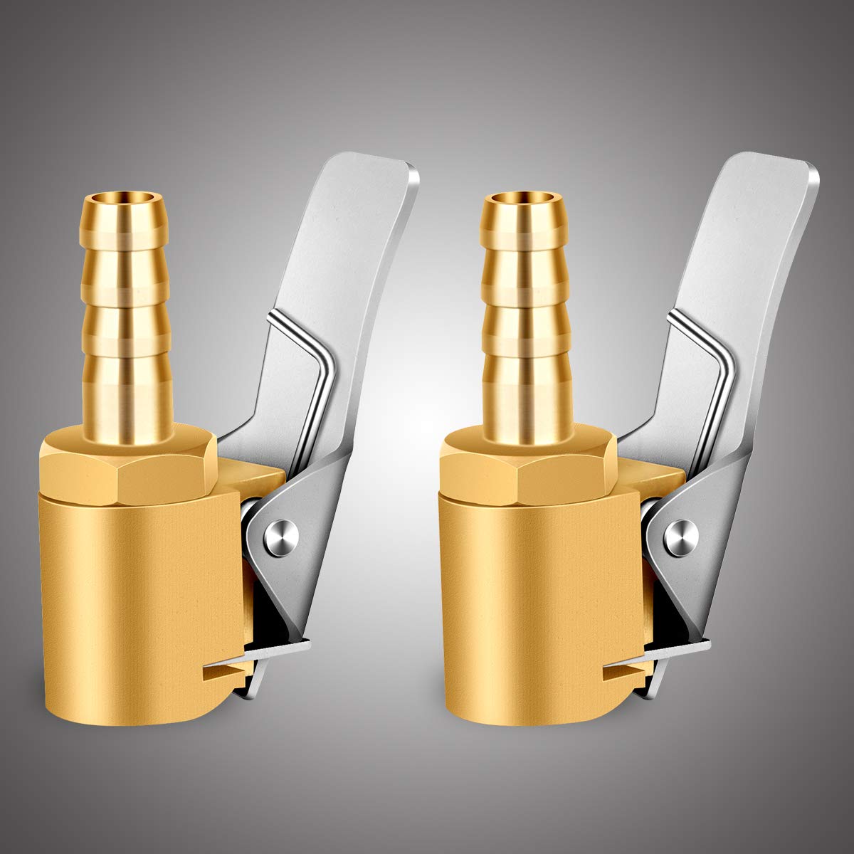 2 Pcs Brass Locking Tire Air Chuck, Tire Inflator Hose Adapter for Twist On Connection Convert to Lock On, No Air Leakage Air Compressor Pump Clip On Tire Chucks, Tire Nozzle with Tire Valve Thread