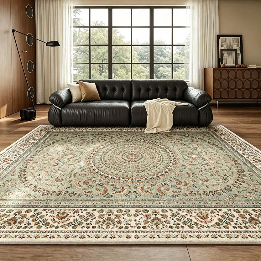 200cm*300cm/6.56'*9.84' Classic Oriental Persian Floral Decorative Rug, Antique Central Medallion Area Rug, Non Slip Indoor Sofa Carpet for Vintage & Luxury Home Decor