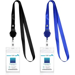 2 Pack Cruise Lanyard with Double Sided Clear ID Badge Holder, Vertical Punched Zipper  for Ship Cards, Retractable lanyards, Cruise Essentials Accessories