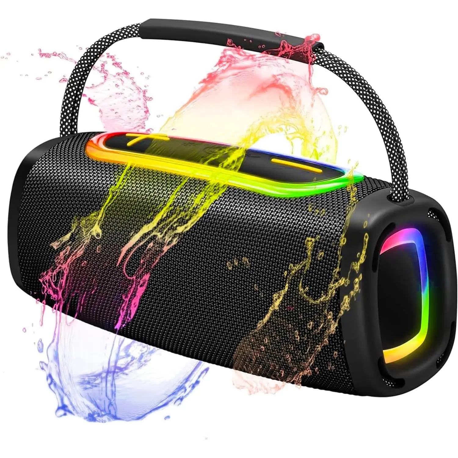Outdoor Bluetooth BT5.4 Speaker: 60W Loud Sound, IPX7 Waterproof with 40H Playtime, Bass, TWS, 6000mAh Portable Wireless Speakers with RBG Light Show for House, Party, Projector, Beach (Black)