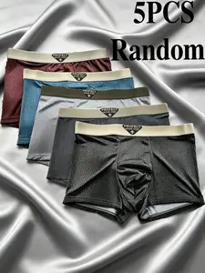 5PCS Men's Underwear Set, Random Selection Men's Briefs, Comfortable Seamless Design, Breathable Fabric, Ideal for Daily Wear, Breathable Boxer Briefs