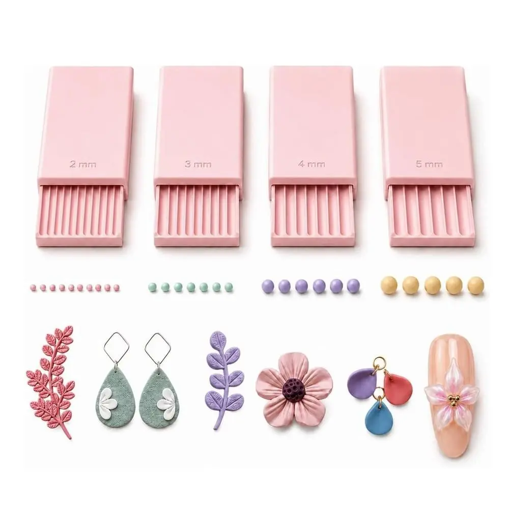 3D Print Clay Gel Ball Maker Tool, Nail Art Bead Roller for 3D Gel Flowers, Polymer Clay Roller 2mm 3mm 4mm 5mm Sphere Shaper for Jewelry Making, Nail Art Supplies