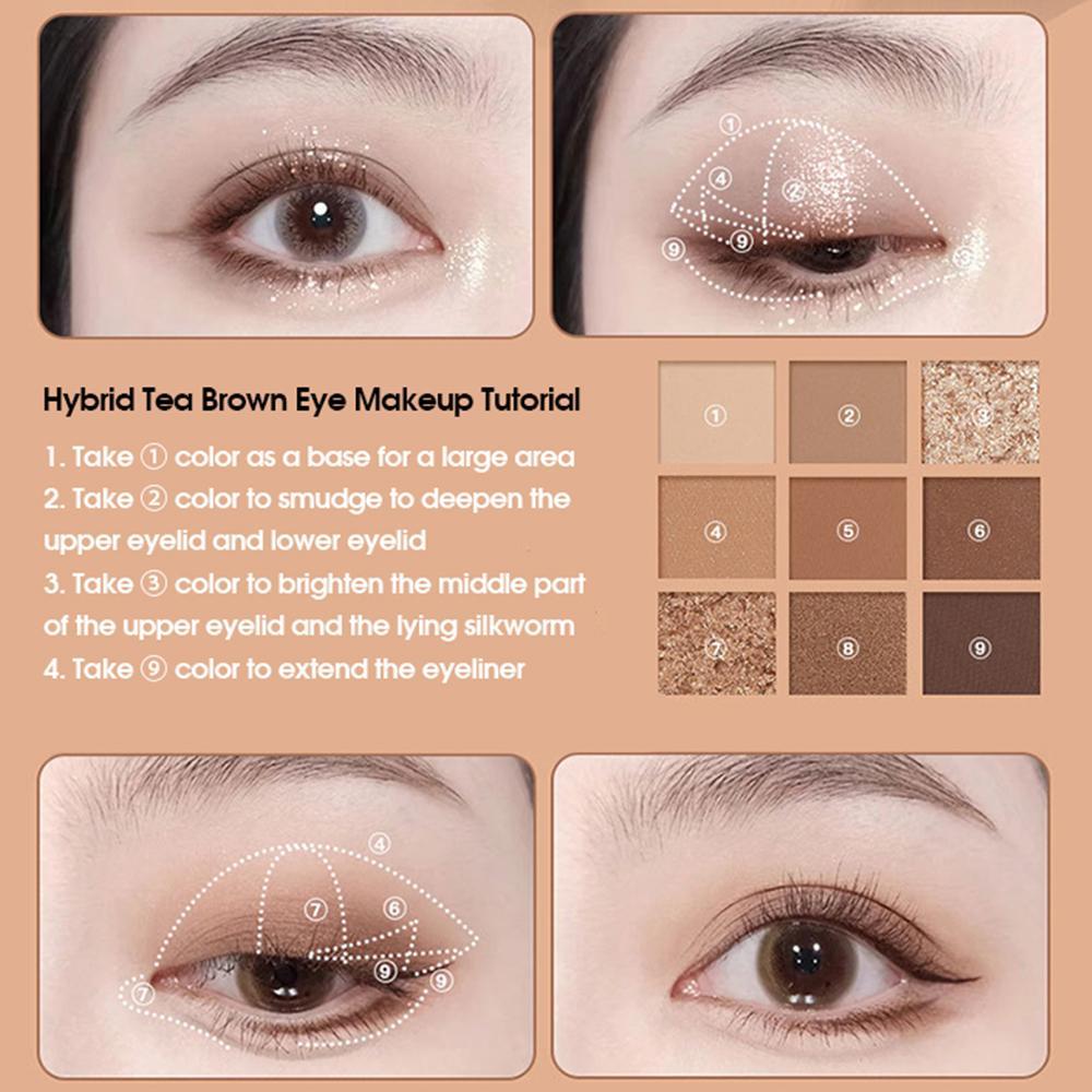 9-color Matte & Glitter Eyeshadow Palette, 1 Count Shimmer Long-lasting Eyeshadow Palette, Highly Pigmented Easy Coloring Eye Makeup Product 9-color Matte & Glitter Eyeshadow Palette, 1 Count Shimmer Long-lasting Eyeshadow Palette, Highly Pigmented Easy Coloring Eye Makeup Product