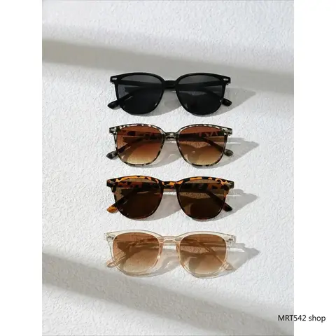 Women's & Men's 4-Pack Retro Square Sunglasses - Hipster Style, Thick Frame, Multi-Colored Colored Eyeglasses, Lightweight UV400 Protection, Eyewear Fashion, for Driving, Beach, Daily Wear