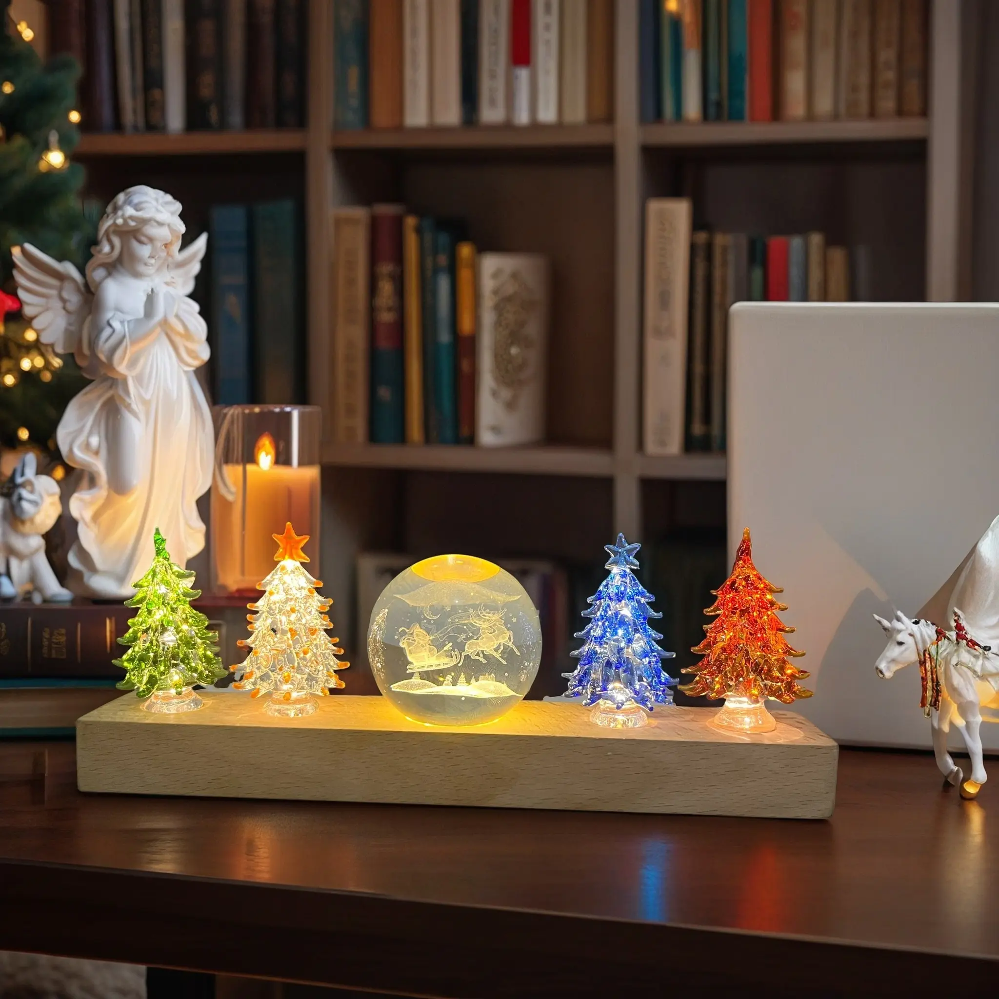4 Piece Small Colorful Crystal Christmas Trees , Holiday Trees,  Holiday Decorations, Decorative Ornaments, Style Ornament, Perfect for Festive Gifts, Ideal for Christmas Celebrations