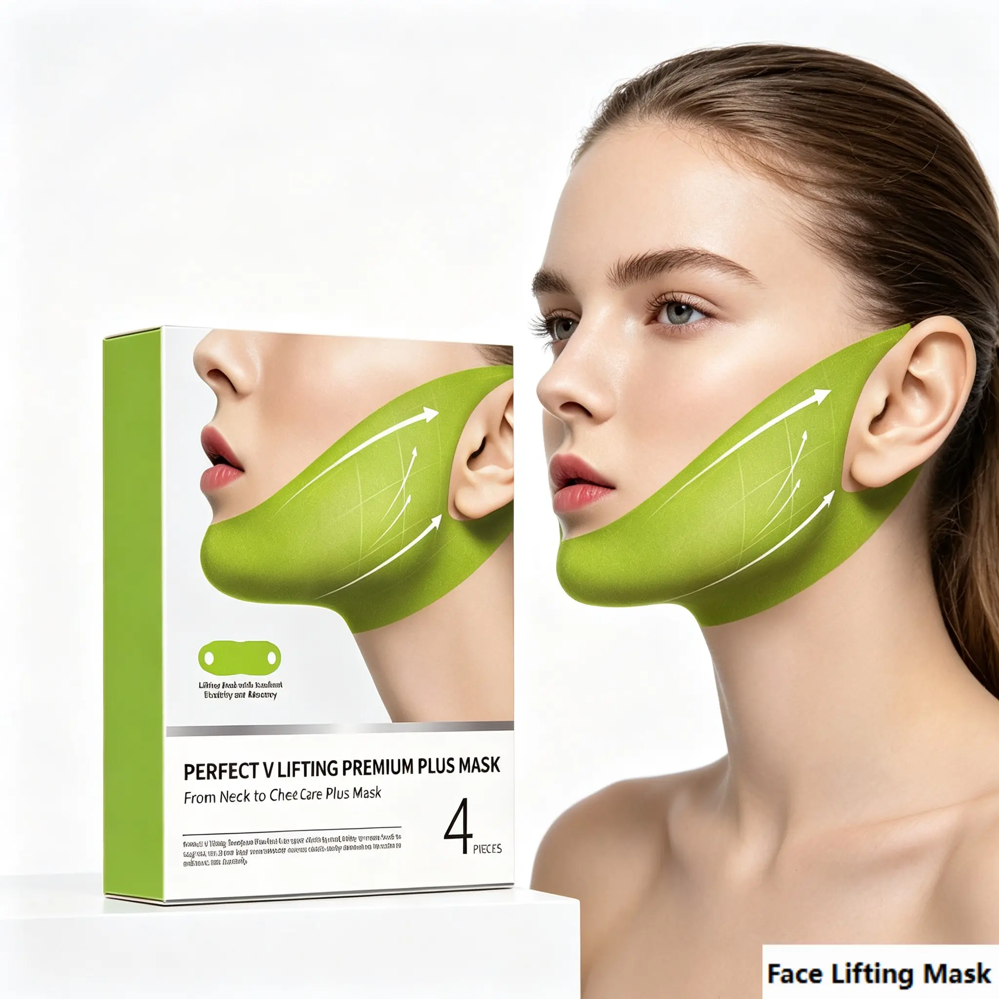 Contour Defining Cactus Collagen Mask, V Shaped Design, Lift Neck, Tighten Jawline, Natural Skin Care, Facial Mask for Enhanced Contours, Hydrogel Collagen Masks