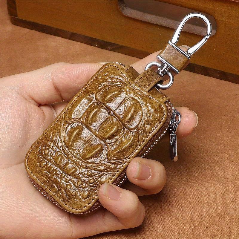 Genuine Leather Men’s Car Key Case – Universal Remote Key Pouch with Waist Clip