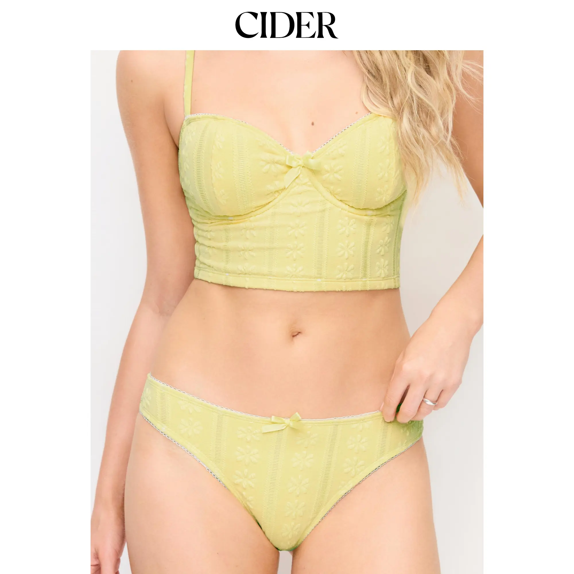 Women's Cider Floral 2-Piece Tankini Swimwear Set - Sweetheart Underwire Top with Bow Detail, Low-Rise Cheeky Bottoms