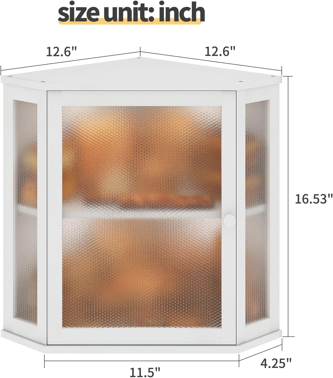 Corner Bread Box for Kitchen Countertop,Bread Storage for Homemade Bread, Double Layer Large  Kitchen Storage Bin with Window (White, Large)