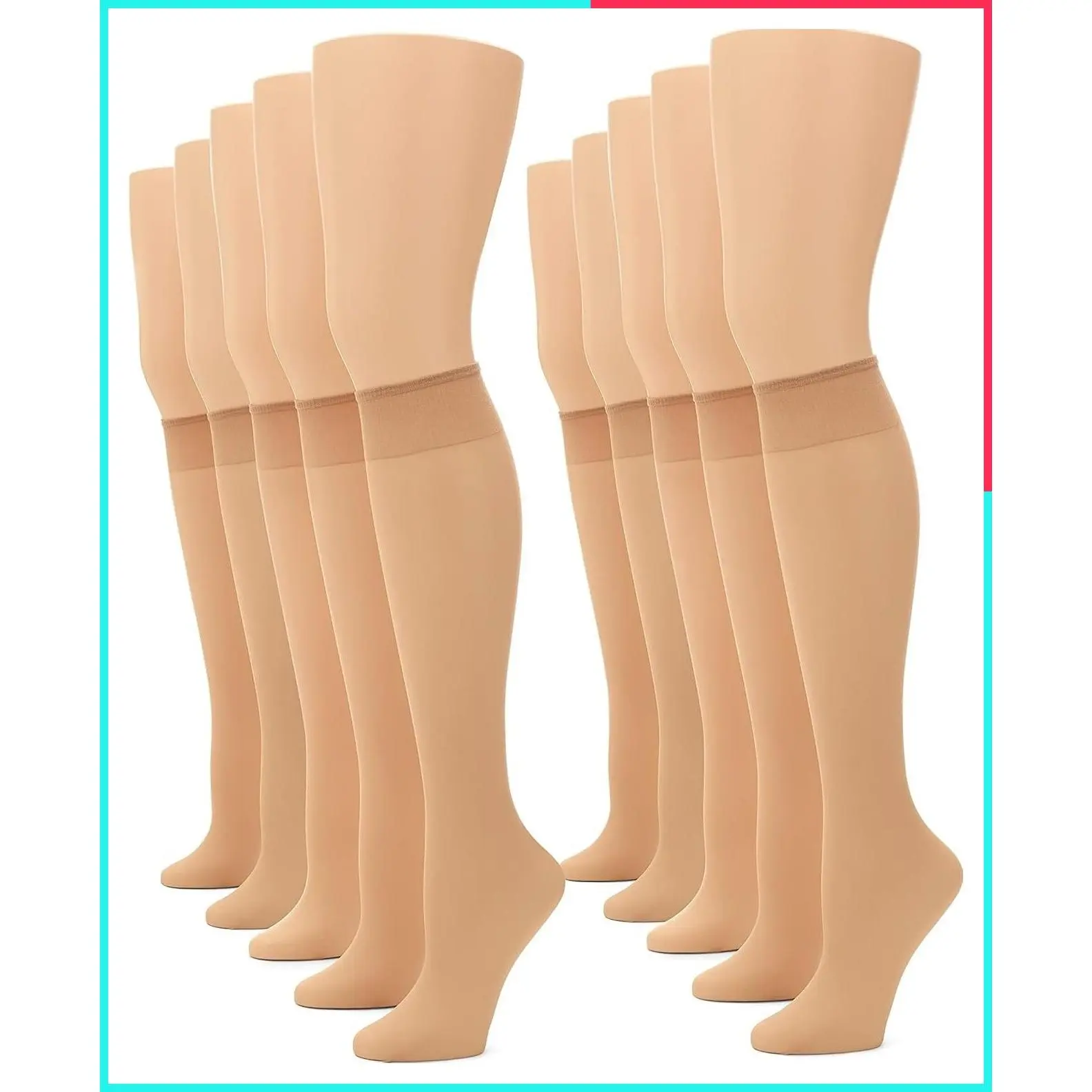 Sheer Knee High Stockings for Women, Value Pack | Stay-Put Comfort, Nylon Stockings for Daily Wear, Comfort Top, Sheer Toe