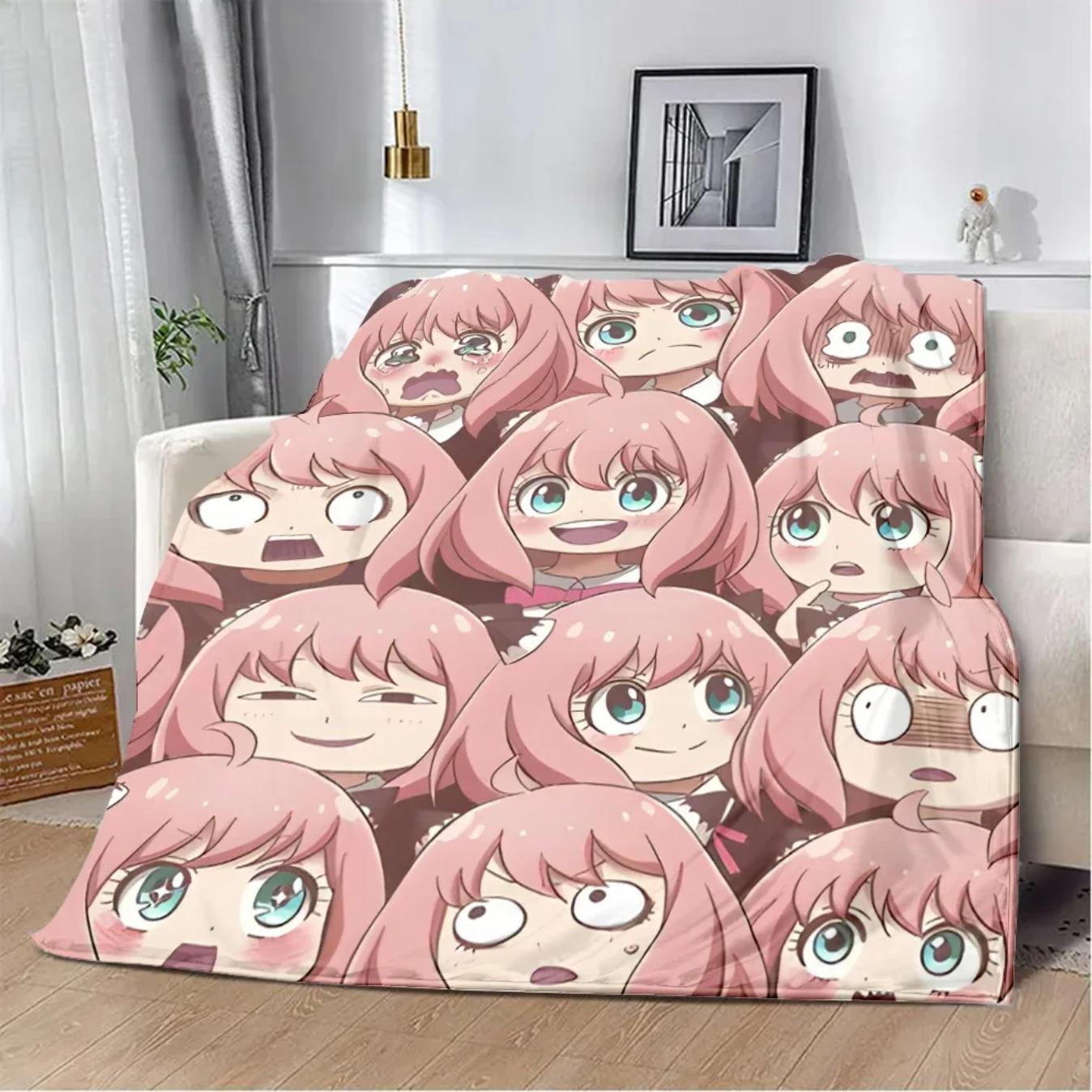 Spy x Family Anime Cartoon Printed Flannel Blanket Soft Cozy Warm Throw Blanket for Sofa Bed Picnic Travel Home Decor Birthday Gift for Fans
