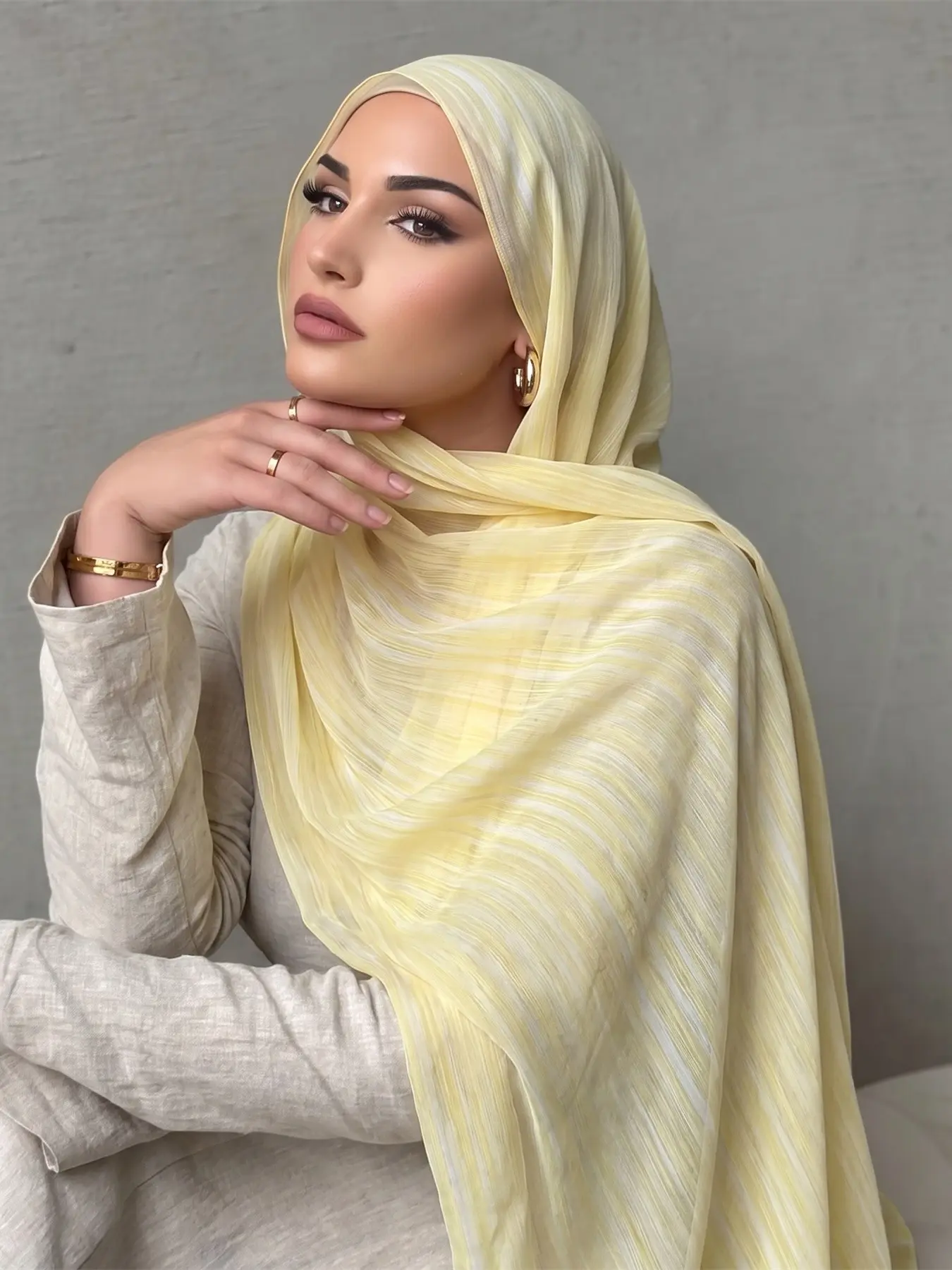 Women's Casual Solid Tie-Dye Polyester Scarf, Elegant Shawl for Summer Fall, Versatile Fashion Accessory, Hijab Headscarf, Back-To-School Gift