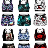 【Biack Friday】Women's 5-Piece Printed Sports Bra Set, Casual Lined Wireless Bras, Comfortable Stretchy Underwear, All Seasons Activewear