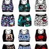 Women's 5-Piece Printed Sports Bra Set, Casual Lined Wireless Bras, Comfortable Stretchy Underwear, All Seasons Activewear