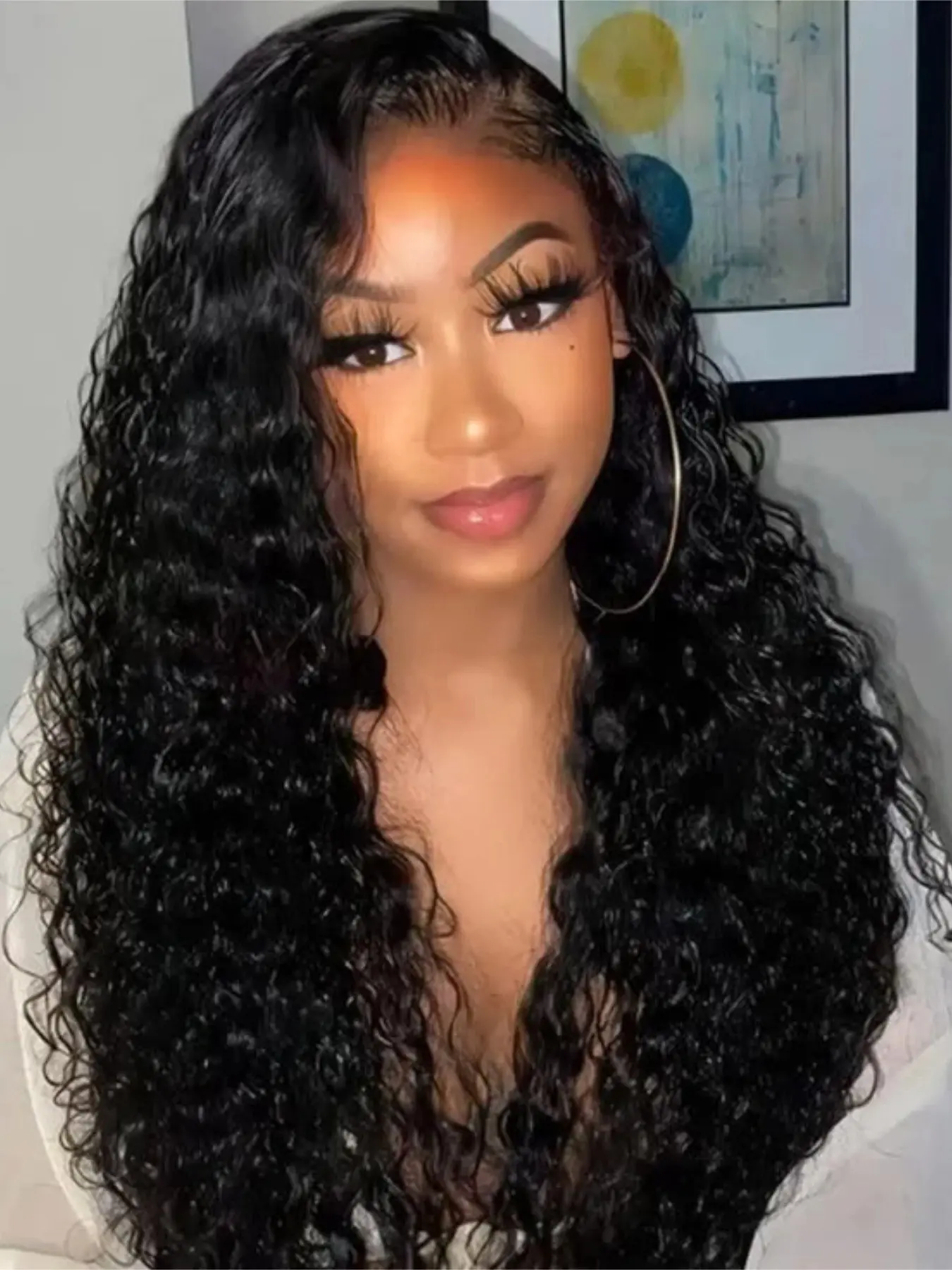 5x5 HD Lace Closure Deep Wave Human Hair Wig for Black Women 16-30 Inch 180% Density Glueless Wear & Go Pre Plucked Baby Hair Natural Black Soft Full Volume Beginner Friendly Daily Wear Curly Hair Wigs