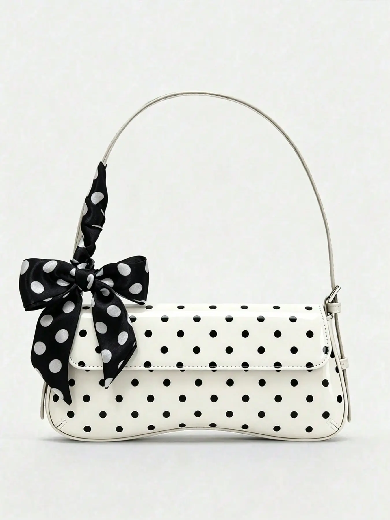 Gentle and sweet retro classic polka dot flap underarm bag with polka dot lace strap pendant design, elegant and exquisite atmosphere, fashionable shoulder bag, suitable for friends' gatherings and dates
