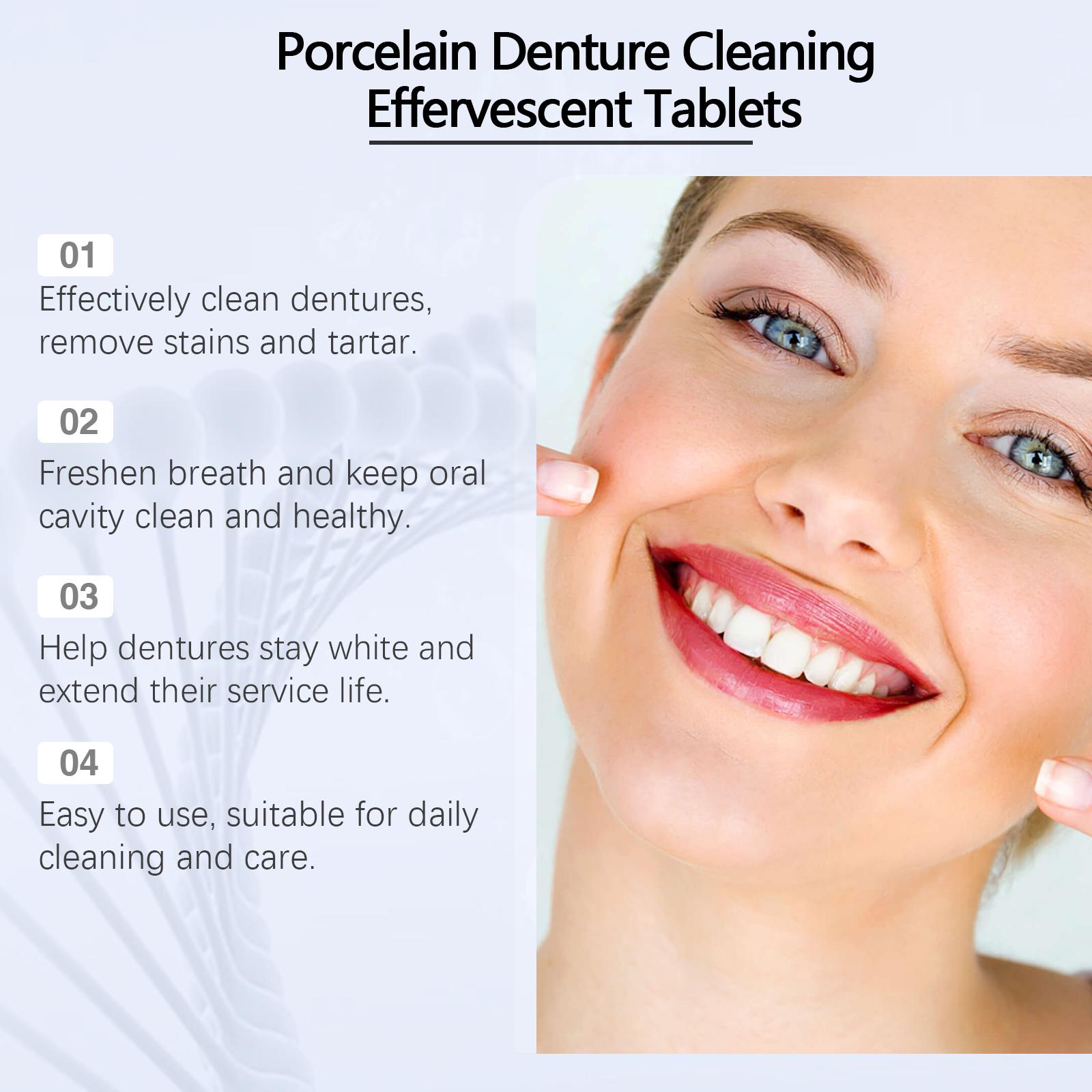 Oralhoe Denture Cleaning Effervescent Tablets with Lemon & Mint Extracts for Fresh Breath Stain Removal & Bacteria Killing 12 Pieces tooth repair kit whiten session interdental filling fake teeths instant confidence perfect smile gems enhances aesthetic