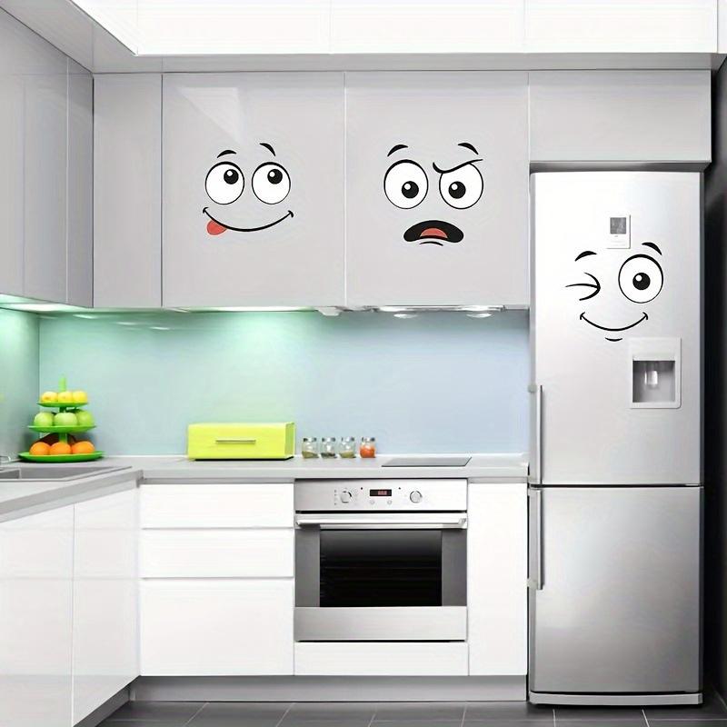 4pcs Interesting Cartoon Face Stickers, Self-Adhesive One-Time Use, Decoration for Bathroom Trash Can Refrigerator Decor, Home Decor, Wall Art Stickers, Decorative Sticker