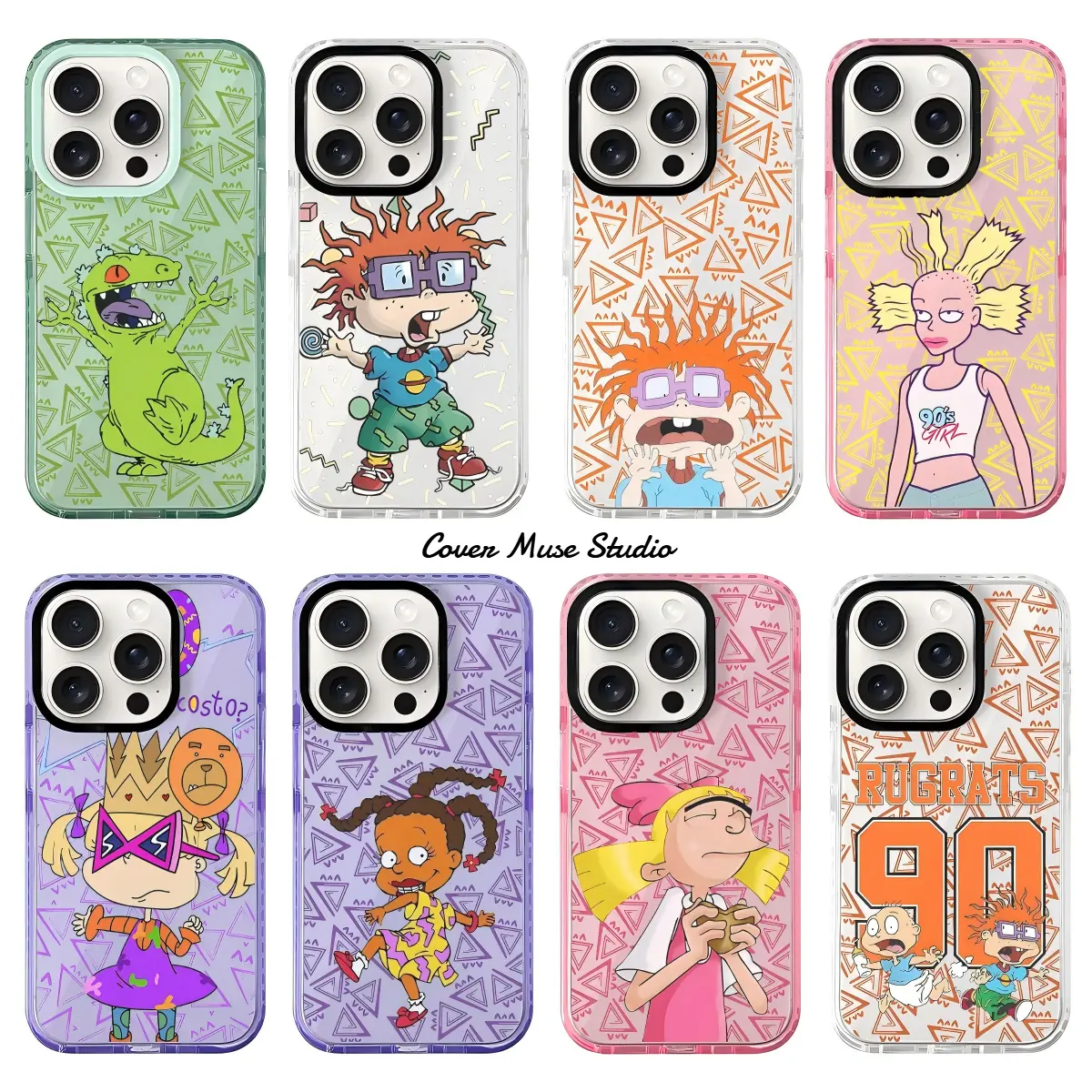 Vintage Rugrats Reptar & Angelica 90s Classic Cartoon Smartphone Casing - Shockproof Colored Bumper, Wireless Protection for iPhone 17,16,15,14,13,12,11 Pro Max Plus Hey Arnold Handheld Cellphone Devices Accessory