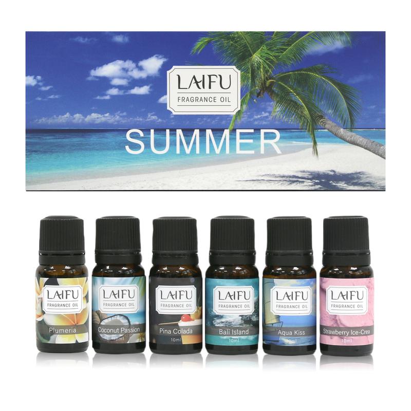 6x10ML Summer Essential Oils Set for Diffuser, Aromatherapy, Candle Making - Tropical Scents