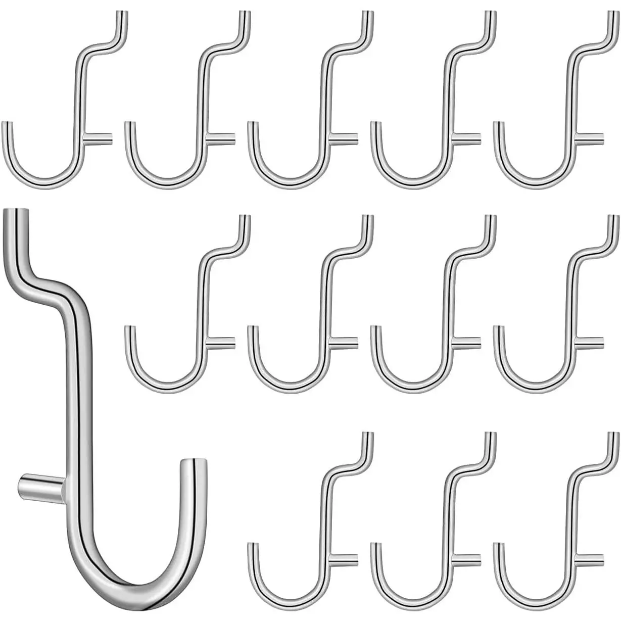 20 Pack Pegboard Hooks, 304 Stainless Steel Pegboard J Hooks for Tool Storage, Garage Organization & Workbench Fits 1/8" & 1/4 inch Peg Boards, 35lbs Load Capacity