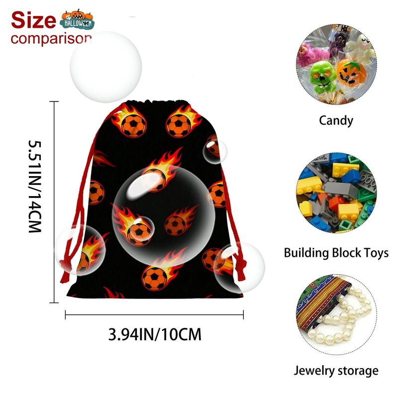 Short Plush Drawstring Dtorage Bag Football party decoration with football patterns (21) Jewelry storage bag, 130g short plush, candy storage bag Festivals, parties, weddings drawstring gift bag