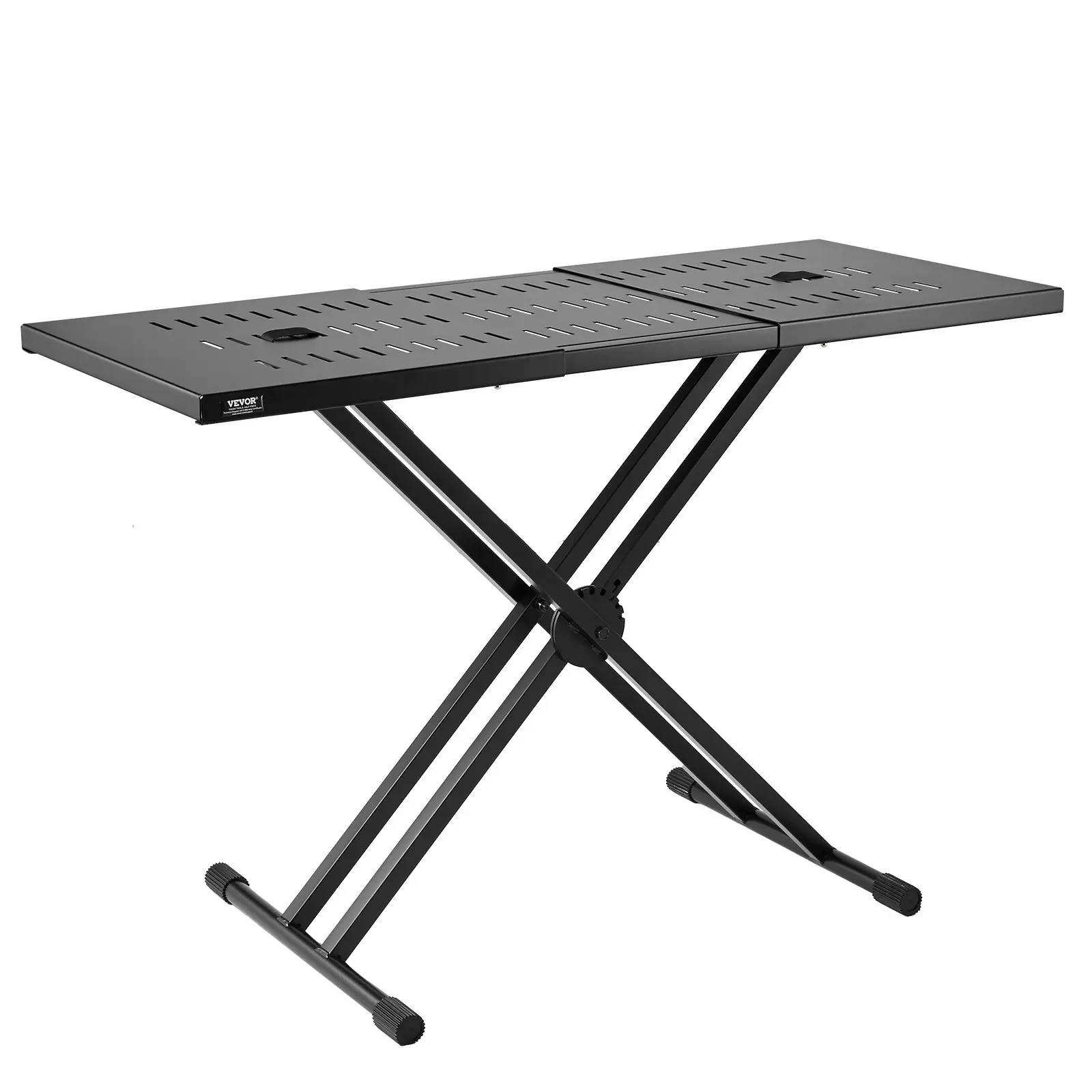 VEVOR DJ Table Stand, (32"-43")x 18" Portable DJ Laptop and Controller Stand, Lightweight DJ Desk DJ Booth Adjustable Height DJ Stand, Foldable Double-X Keyboard Stand Tabletop, Audio Mixer Stand