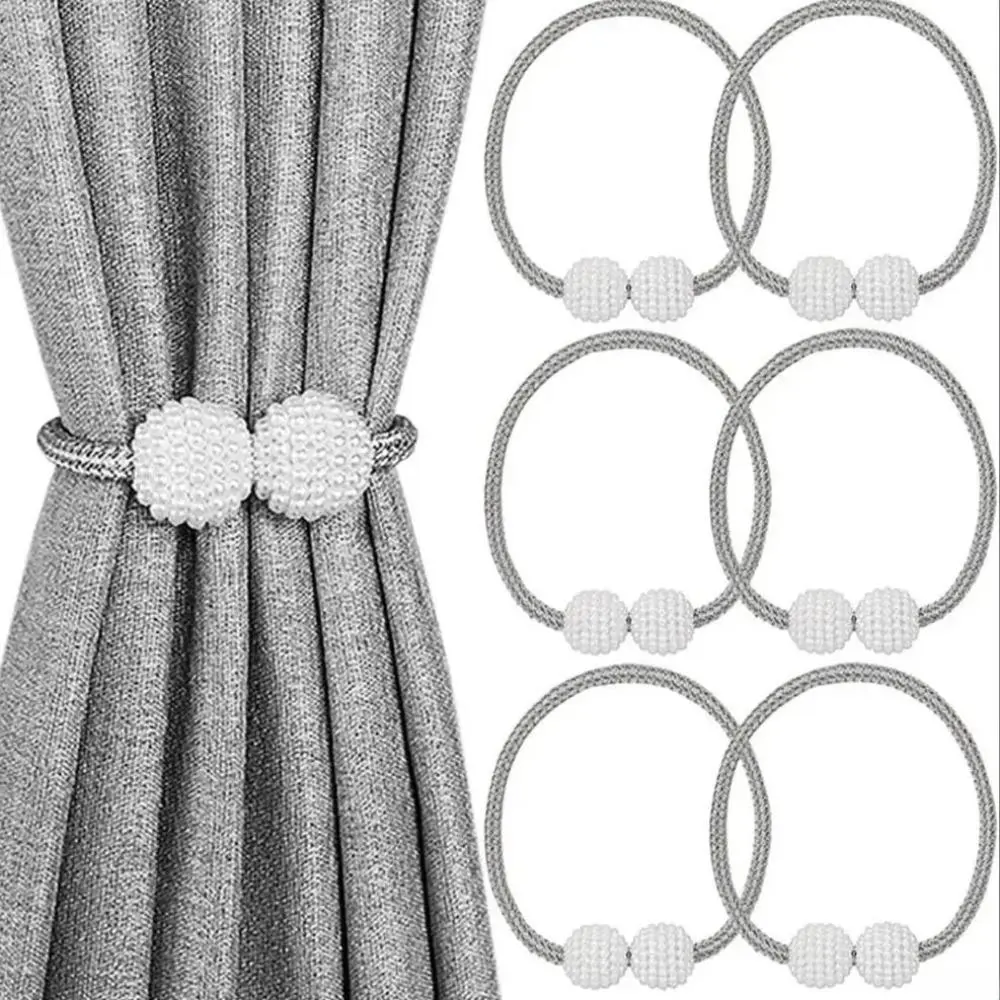 6 Pack Magnetic Curtain Tiebacks, No Drill Easy Install Decorative Curtain Holder Clips, Window Curtain Tie Backs for Home & Office Interior Decor