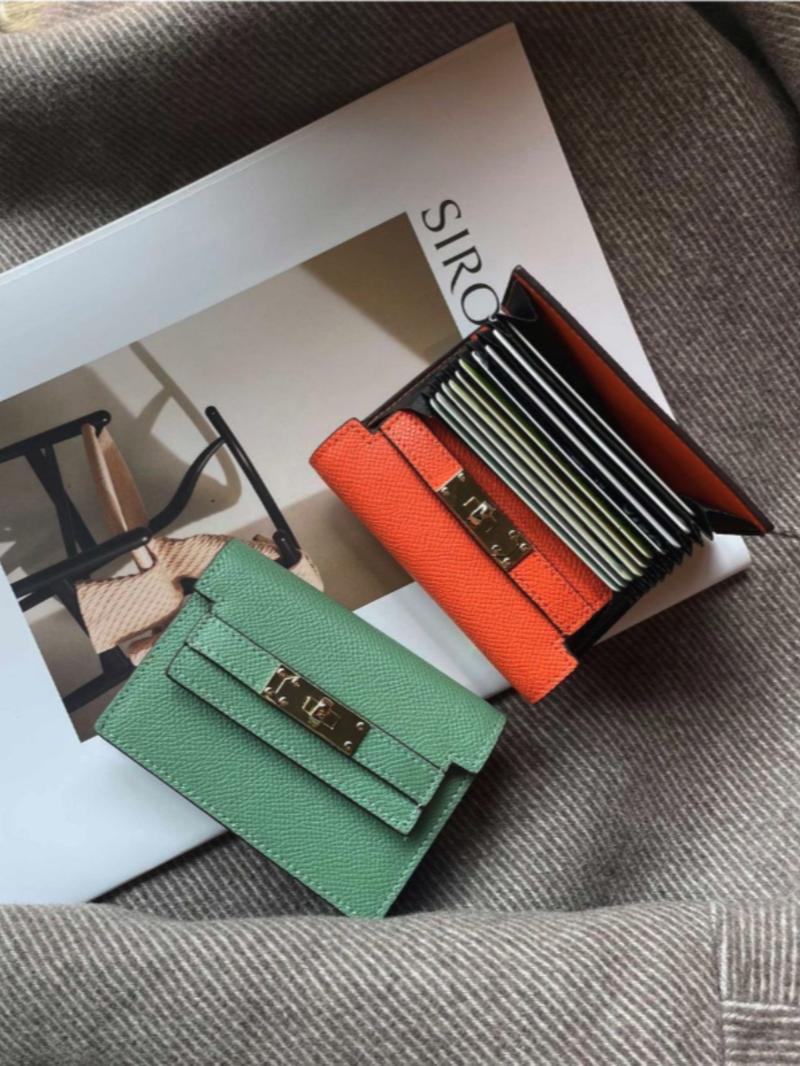 Ultra Thin Leather Card Holder Zipper Card Case with Lock Keychain Compact Wallet for Men Women Daily Travel Secure Storage Design