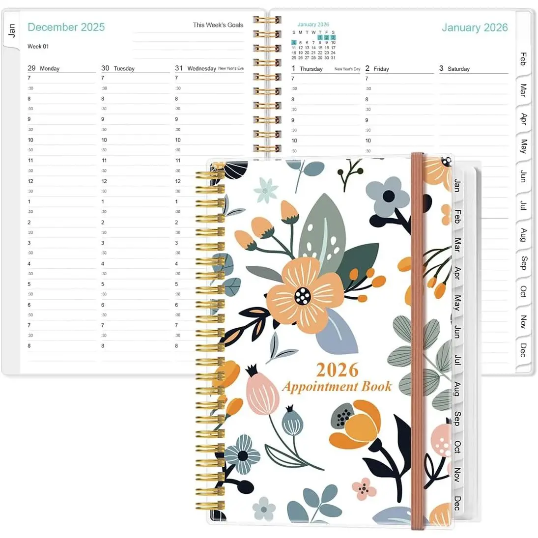 2026 Appointment Book & Planner - 2026 Daily Hourly Planner from January 2026 - December 2026, Weekly Appointment Book with 30-Minute Interval, Medium 6.4" x 8.5", Rose