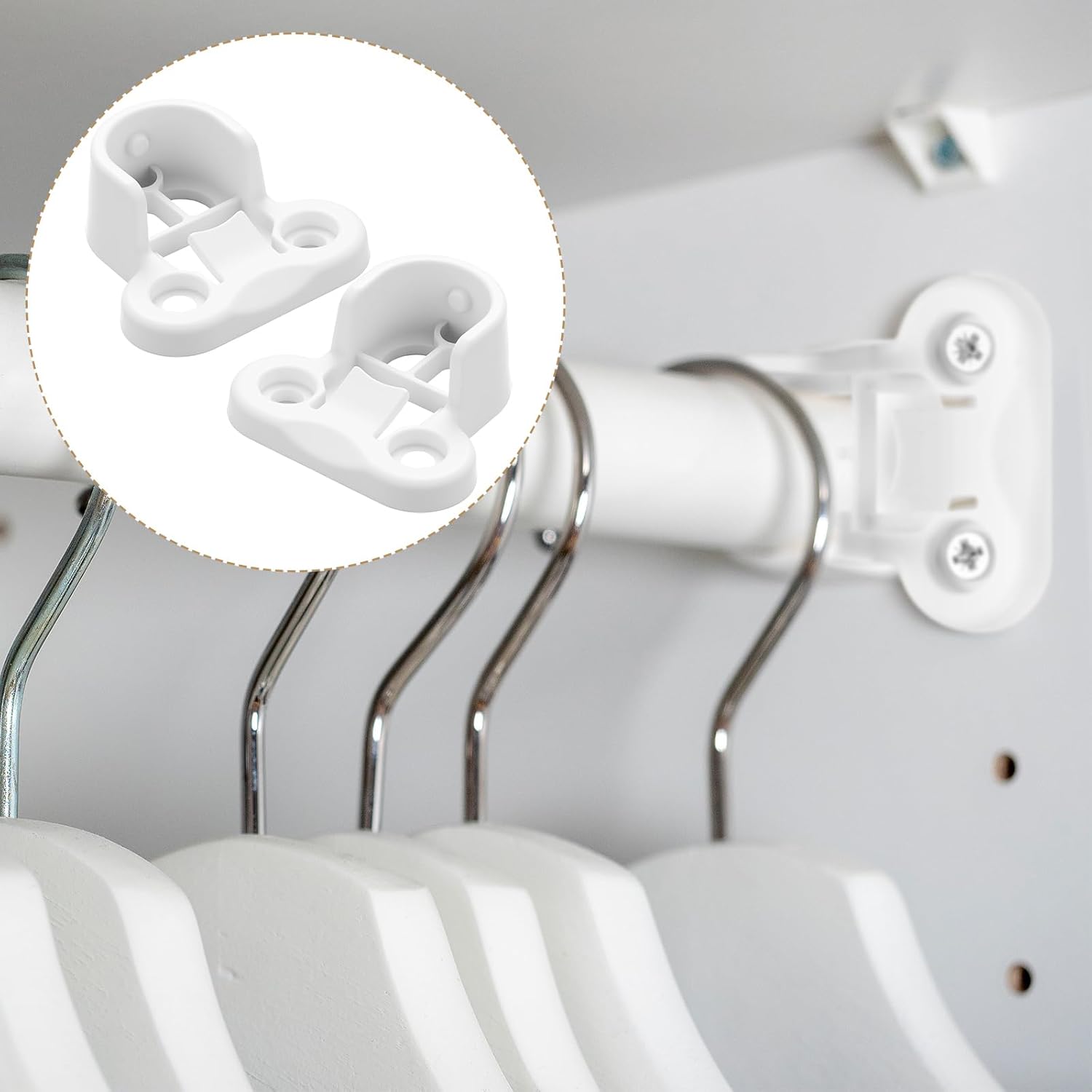 4 Pack White Replacement Brackets Closet Replacement Brackets Kit Rail Holders Compatible with IKEA Pax Komplement Closet System