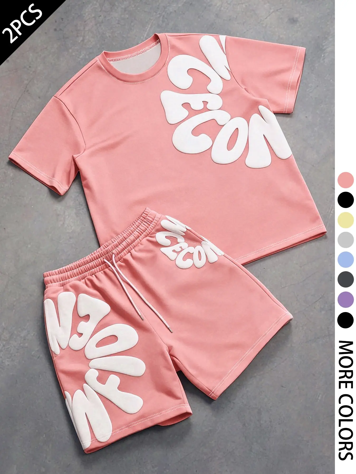 Unisex Summer Streetwear Set, Loose Fit Graphic Tee & Straight Leg Shorts, Multi-Color Options, Comfortable & Versatile, Ideal for Various