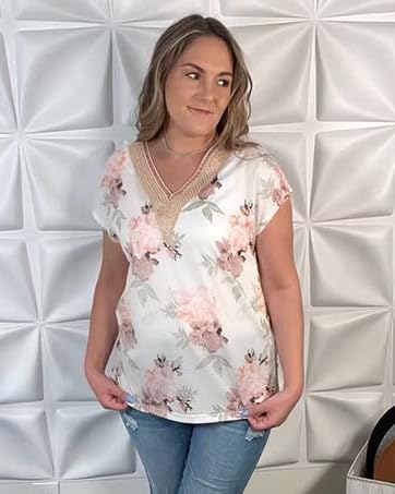 WIHOLL Womens Cap Sleeve Summer Tops 2025 Trendy Tank Tops Lace V Neck Loose Fit Shirts