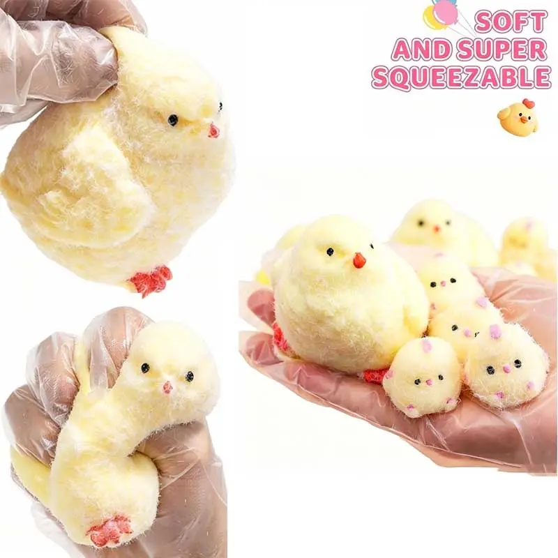 6 Pack Chick Squishy Fidget Stress Relief Toys, Ultra-Soft Squeezable Silicone Squishy Set for Adults, Cute Squishy, Comes with a Free Chick Nest