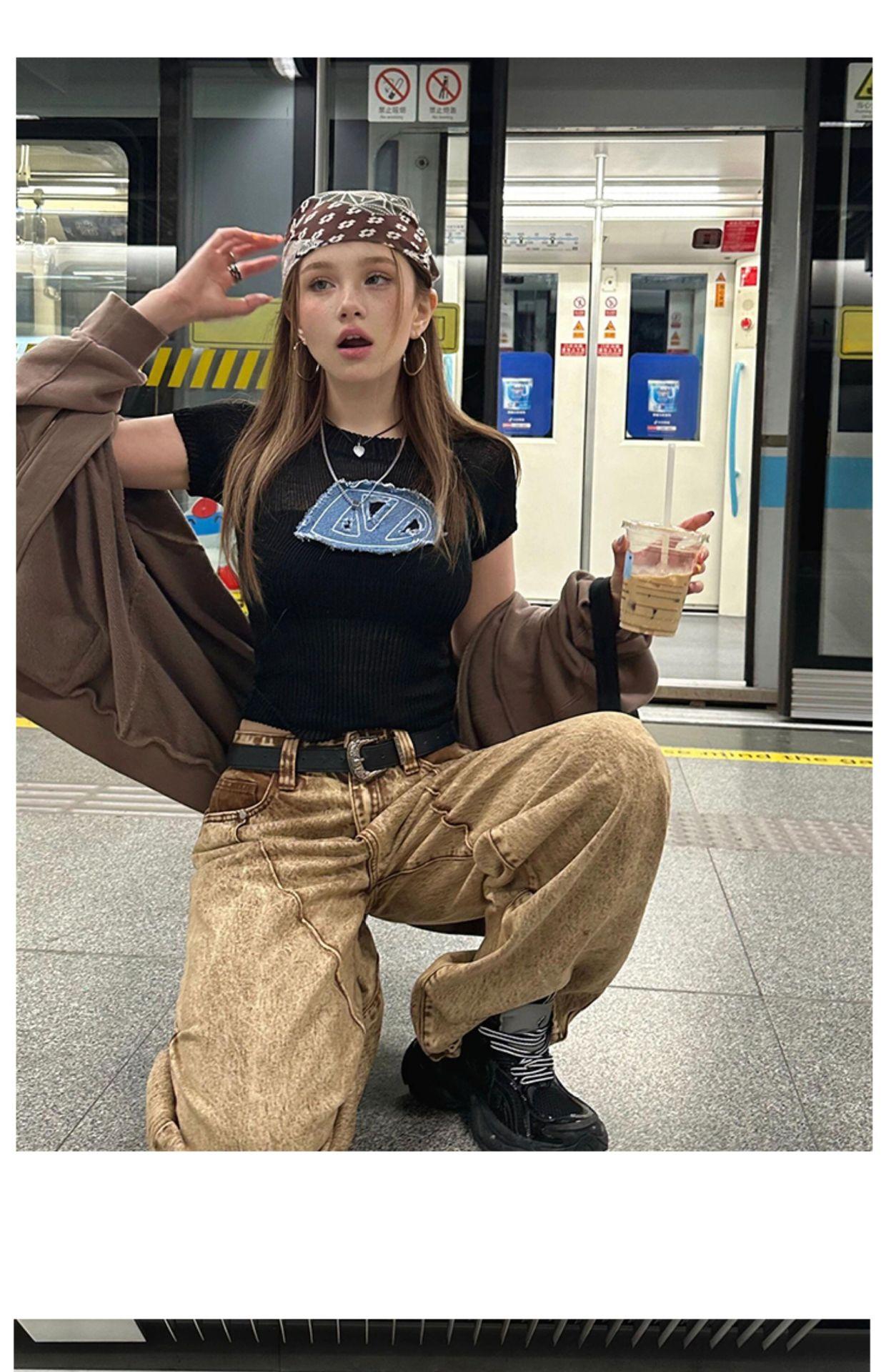 Vintage y2k millennial hottie headscarf female personality trend hip hop street dance square scarf popular accessories