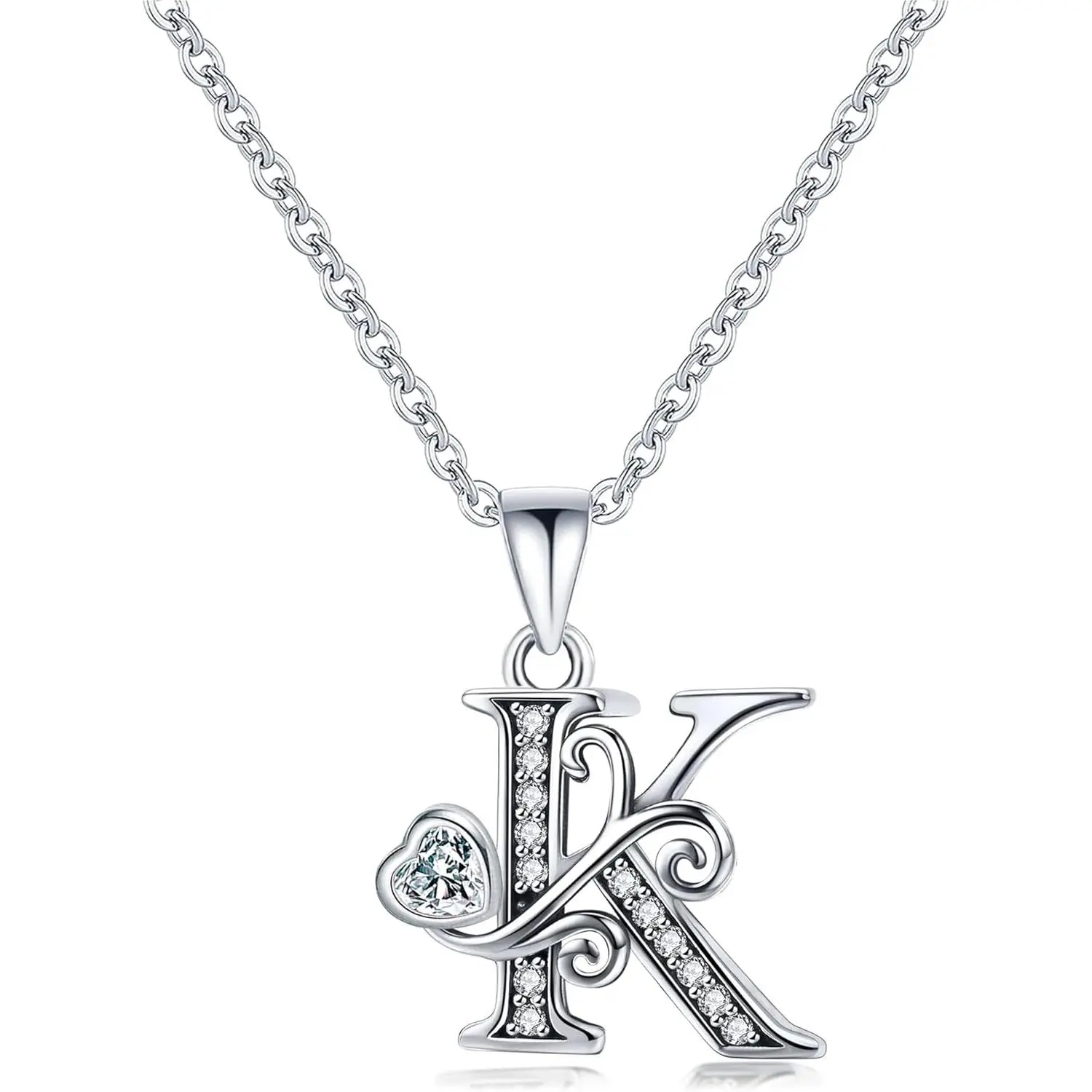 S925 Sterling Silver Initial Letter Necklace Dainty Chain Personalized Jewelry Gift