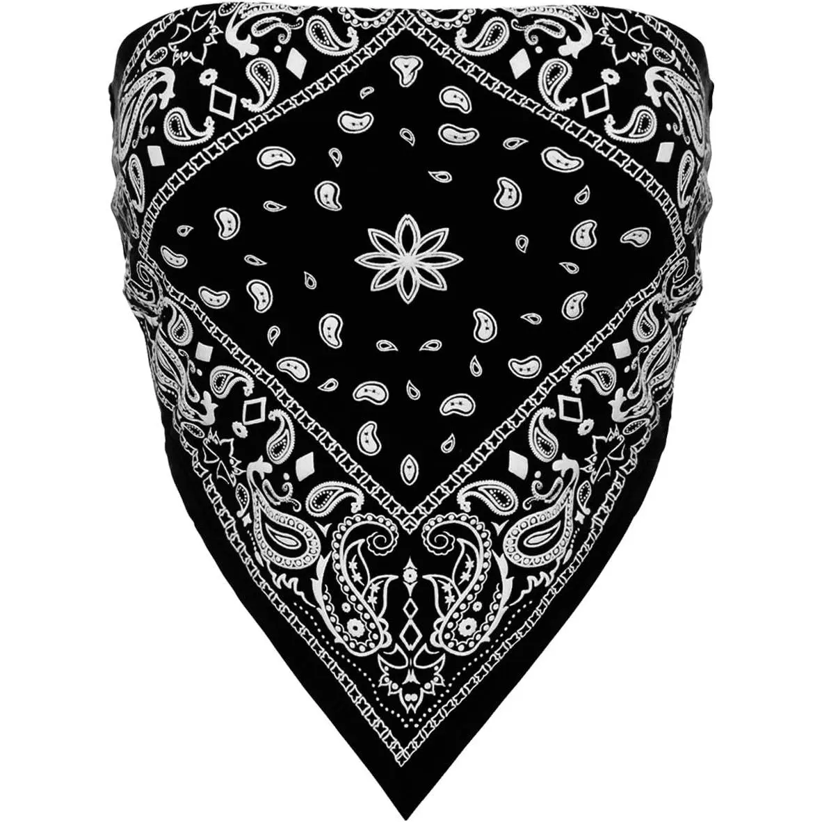 Women's Paisley Bandana Tube Top Y2K Boho Graphic Print Strapless Crop Top Cotton Bandeau Bohemian Sleeveless Top