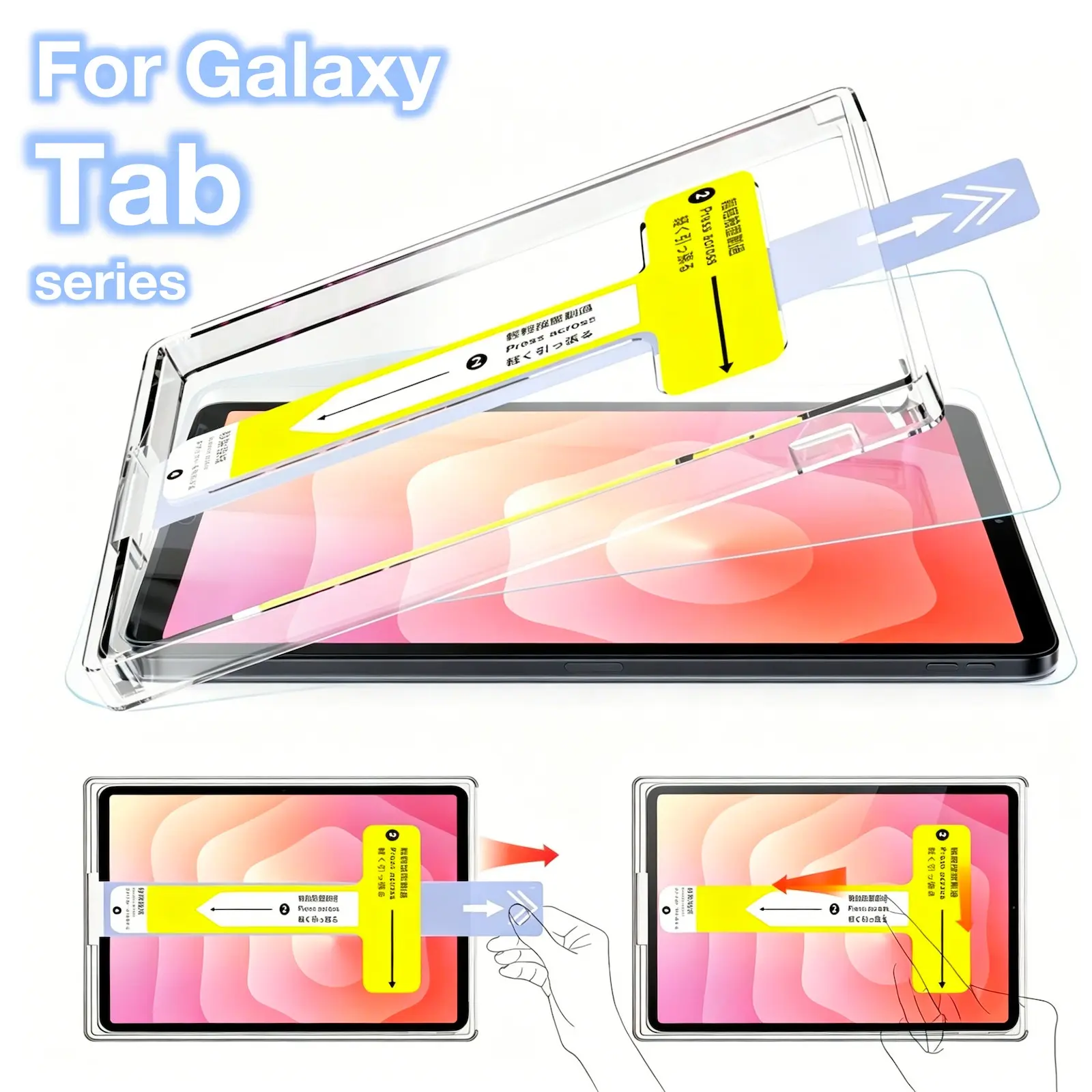 Tempered Glass Screen Protector for Galaxy Tab S7 S8 S9 S10 S11 Fe Lite Plus, Easy Install, Auto-Dust Removal Kit, Protective Film, Protection, Protective Shield