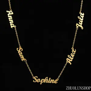 Minimal Sentimental Mom Aesthetic Jewelry, Custom Multi Kids Name Cutout Stainless Steel Necklace, Personalized Engraved Multiple Children Names Letter Pendant, Hypoallergenic Tarnish Resistant Waterproof Dainty Keepsake Accessory, Custom Name Mama Jewelr