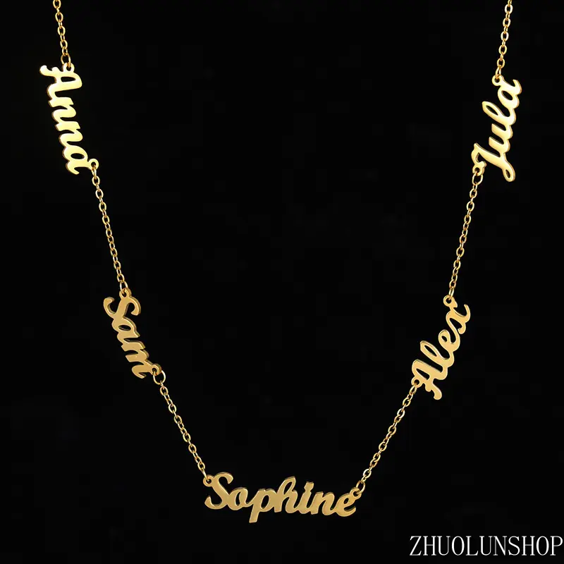 Custom Engraved Necklace for Mom with Multiple Children Names, Dainty Stainless Steel Letter Pendant, Personalized Waterproof Keepsake Jewelry, Meaningful Gifts, Personalized Jewelry, Custom Engraved Necklaces, Ins Style, Custom Letters Necklace, Name Pla