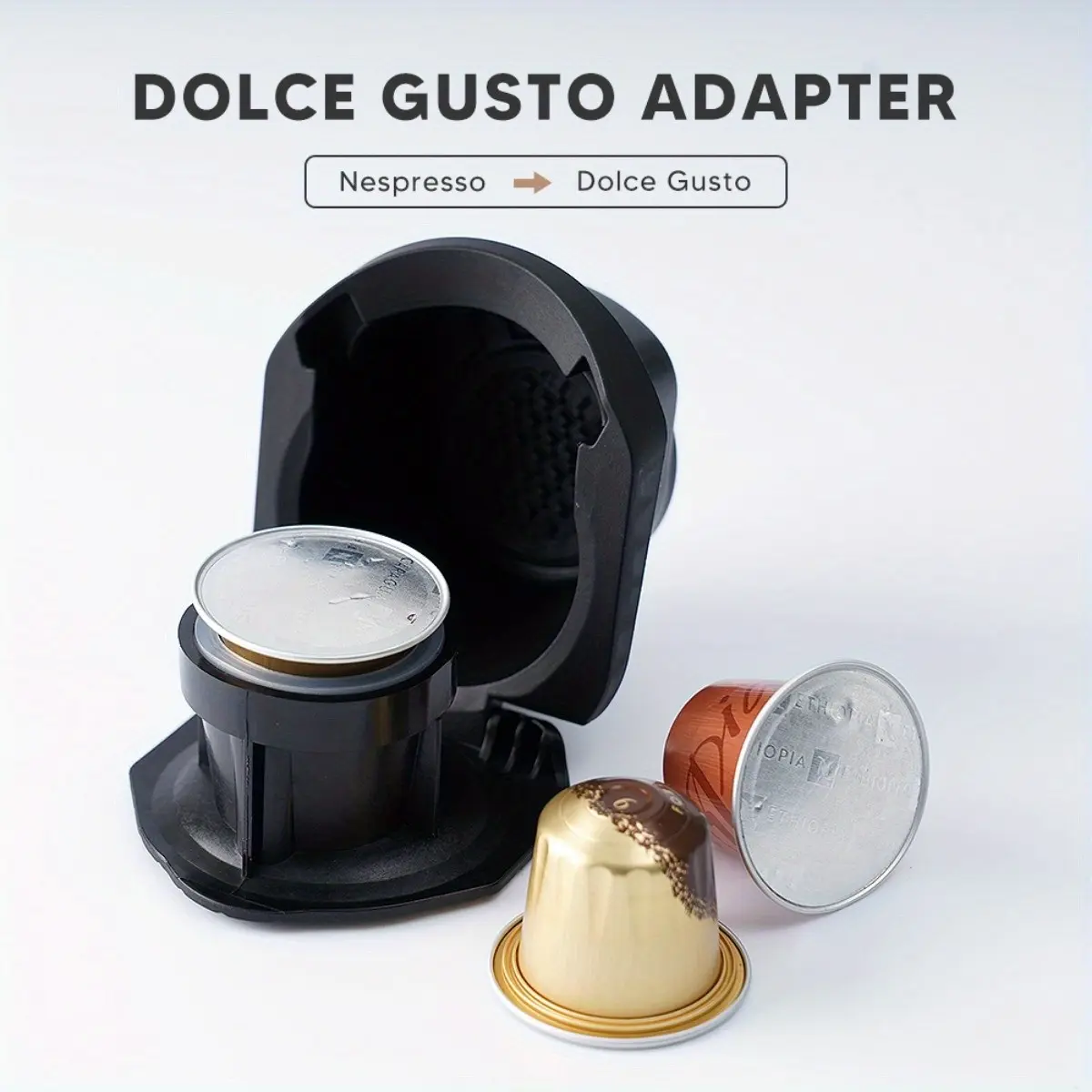 Premium Nespresso to Dolce Gusto Capsule Adapter - Magic Transform Coffee Maker Converter for Coffee Lovers - Reusable Pod Holder Kit with Brush & Scoop - Perfect for Home Baristas & Office Use - Coffee Accessories