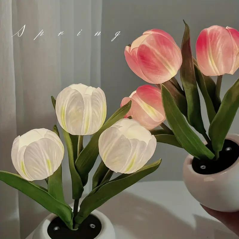 Tulip LED Night Light with Vase, Simulated Tulip Table Lamp for Home and Living Room Decor, Color-Changing Mood Light, Christmas Gift for Girlfriend #TOP PICKS