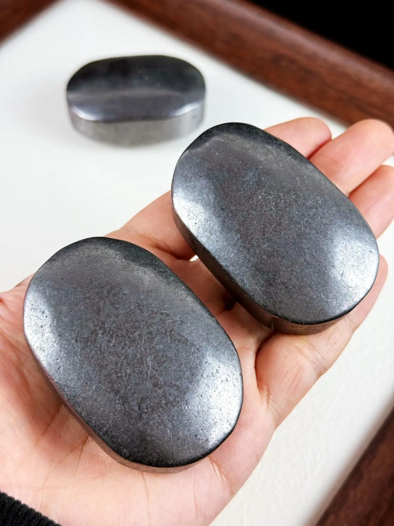 Shungite Palmstone Carved Crystal, High-Quality Natural Stone, Soft Beautiful Intuitive Decor, Interior Decoration Piece