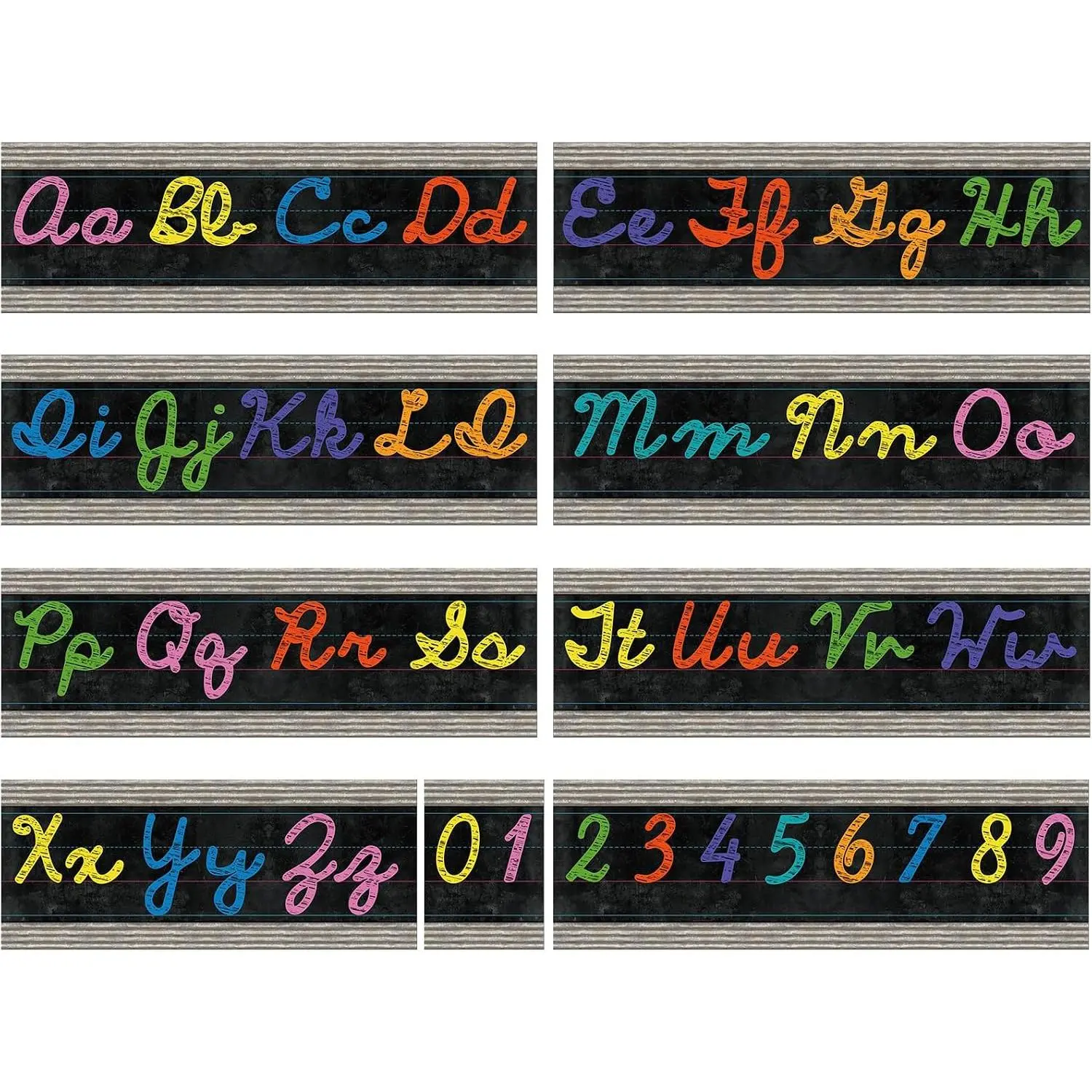 9 count Cursive Alphabet Line for Classroom Wall,